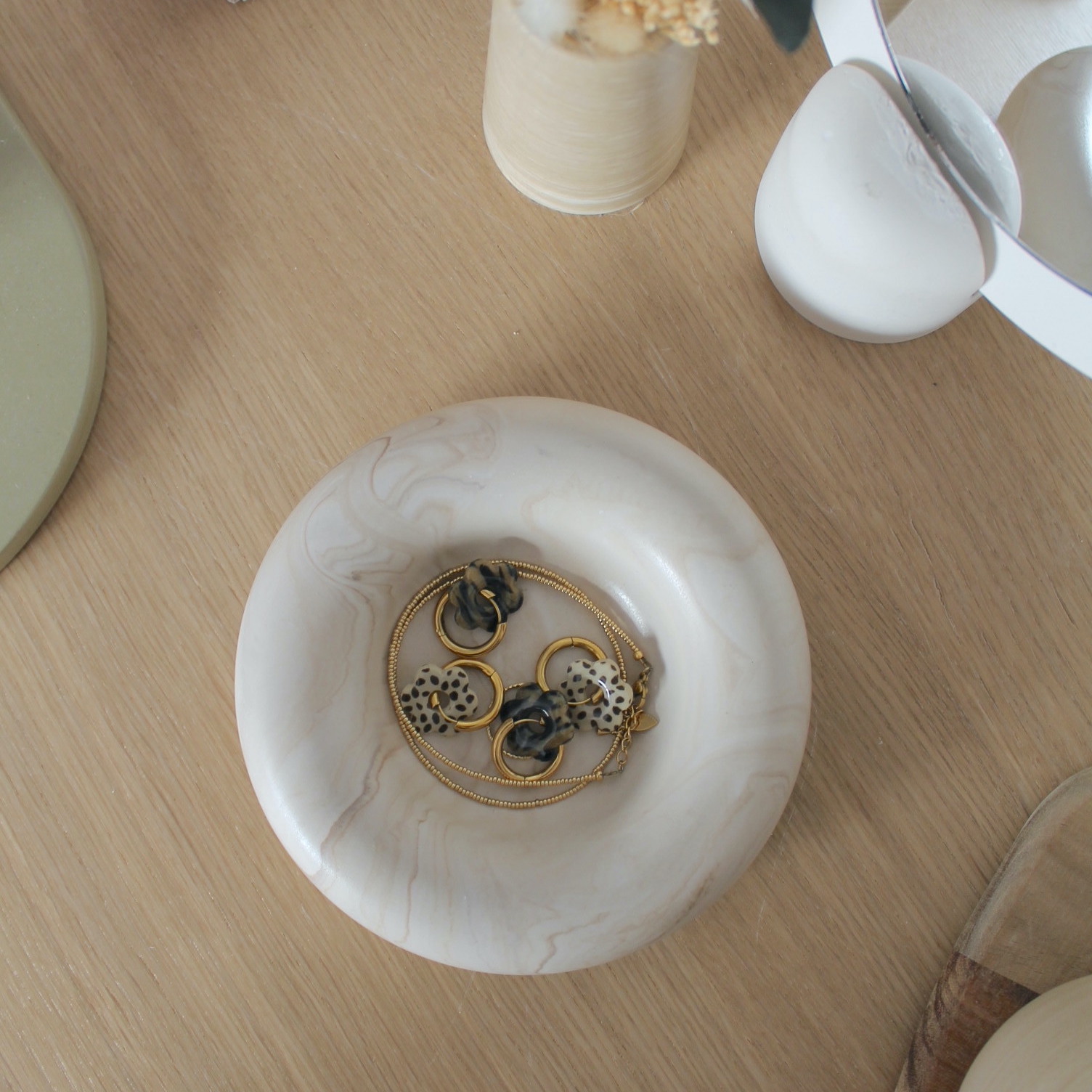 Vide-poche Donut - marbre beige