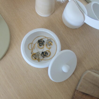 Boîte avec couvercle - Granite blanc