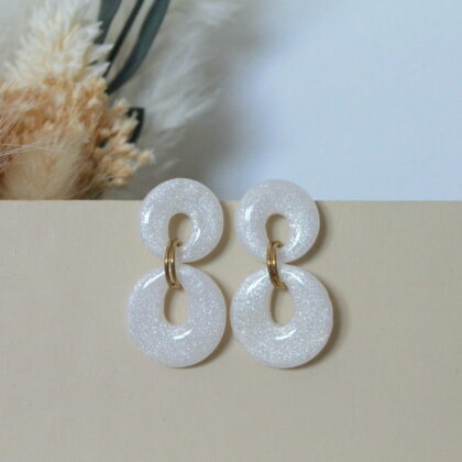 Boucles Mia - Blanc pailleté