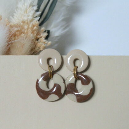 Boucles Mia - Beige & chocolat